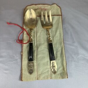 Vintage Brass & Teakwood Salad Spoon & Fork Set – Buddha Siam